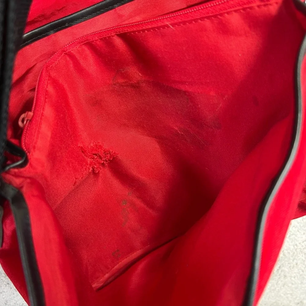 VINTAGE Perry Ellis America Messenger Bag Red Nylon Crossbody Eagle Logo